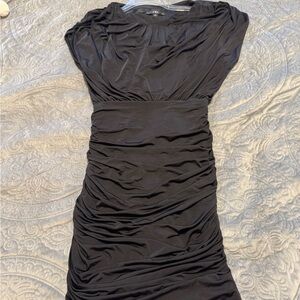 Elegant Black Ruched Dress by Aidan Mattox
